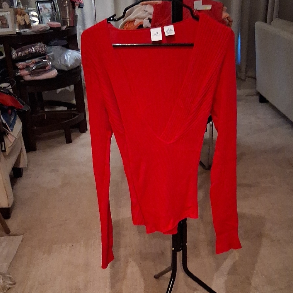 Armani Exchange Bold Red Long Sleeve Top
